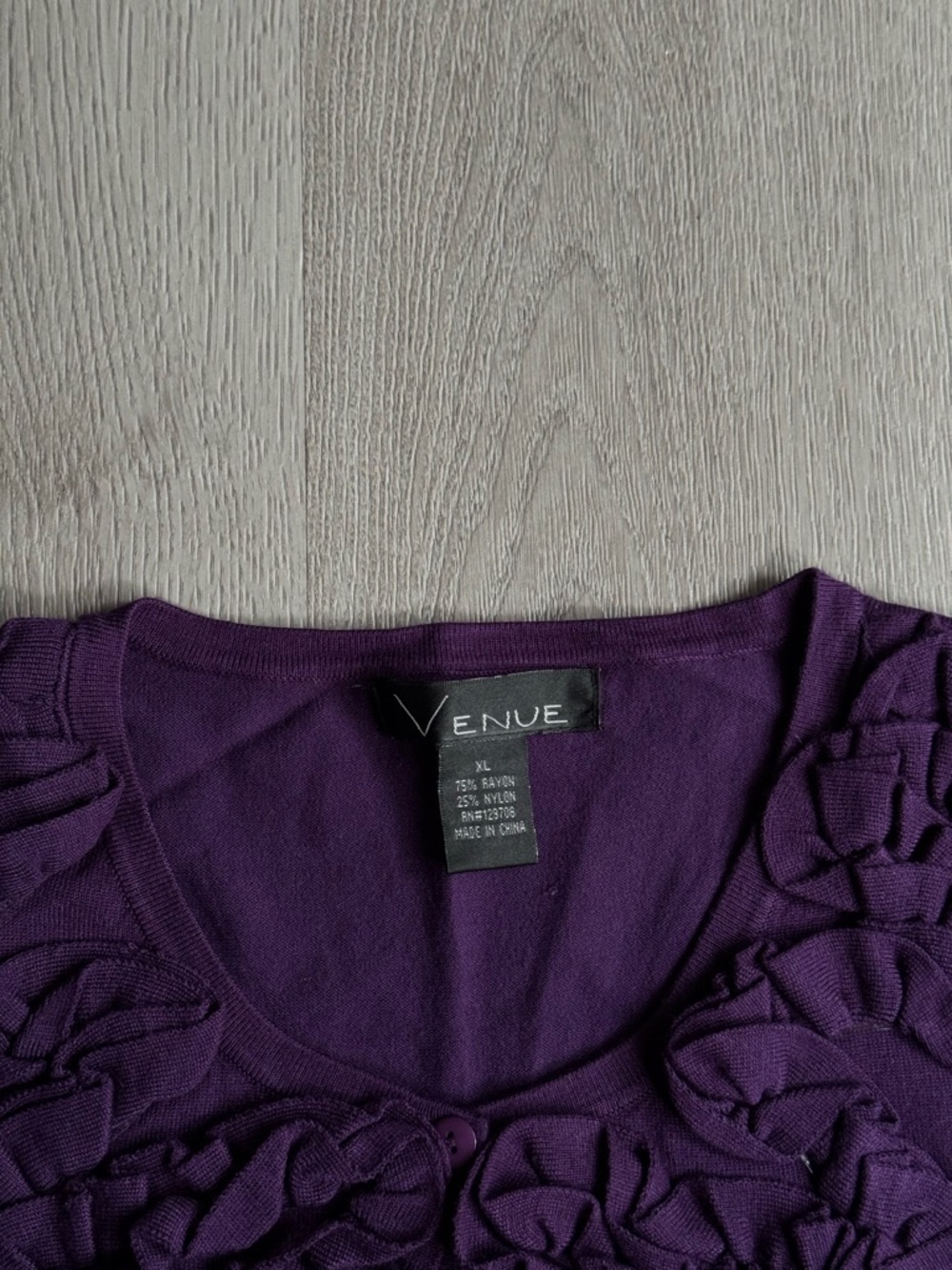 Venue Ruffle Neckline Cardigan Sweater - Picture 2 of 4